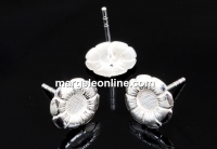 Earring findings, 925 silver, flower bar, for Swarovski rhinestone 3-4mm - x1pair