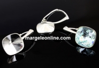 Earring findings, 925 silver, square, click, for Swarovski 4470 10mm - x1pair