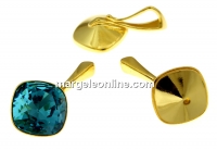 Pendant base, gold-plated 925 silver, rhombus, for Swarovski 4470 and 4461 12mm - x1