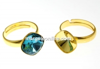 Ring base, rhombus, adjustable, gold-plated 925 silver, for Swarovski 4470 and 4461 12mm - x1