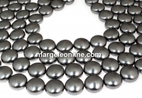 Swarovski disk pearls, dark grey pearl, 16mm - x2