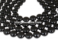 Swarovski disk pearls, mystic black pearl, 16mm - x2