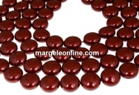 Swarovski disk pearls, bordeaux, 14mm - x4