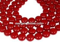 Swarovski disk pearls, red coral pearl, 14mm - x4