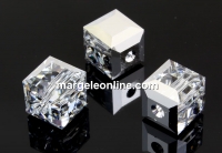 Swarovski, cube bead, comet argent, 8mm - x1