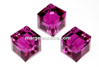 Swarovski, cube bead, fuchsia, 6mm - x2