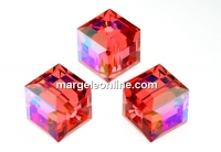 Swarovski, cube bead, padparadscha AB, 8mm - x1