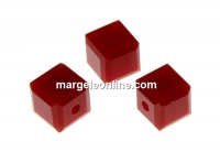 Swarovski, cube bead, dark red coral, 4mm - x2