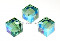 Swarovski, cube bead, erinite AB, 8mm - x1