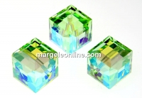 Swarovski, cube bead, chrysolite AB, 8mm - x1