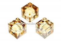 Swarovski, cube bead, golden shadow, 8mm - x1