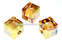 Swarovski, cube bead, metallic sunshine, 8mm - x1