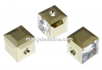 Swarovski, cube bead, metal light gold, 8mm - x1