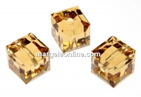 Swarovski, cube bead, light colorado topaz, 8mm - x1