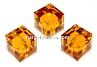 Swarovski, cube bead, topaz, 8mm - x1