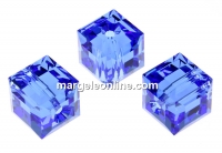 Swarovski, cube bead, sapphire, 8mm - x1