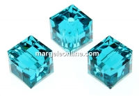 Swarovski, cube bead, blue zircon, 8mm - x1