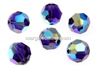 Swarovski, faceted round bead, purple velvet AB, 8mm - x2