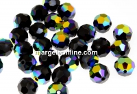 Swarovski, faceted round bead, jet AB, 6mm - x6