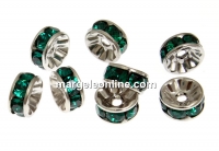 Swarovski, spacer, placat rodiu, emerald, 6mm - x2