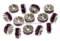 Swarovski, spacer, rhodium-plated, amethyst, 6mm - x2