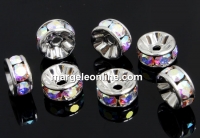 Swarovski, spacer, placat rodiu, aurore boreale, 5mm - x2