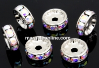 Swarovski, spacer, placat rodiu, aurore boreale, 10mm - x2