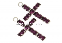 Swarovski, rhodium-plated pendant, cross, amethyst, 19mm - x1