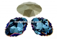 Swarovski oval tribe, fancy chaton, metallic blue Z, 14mm - x1