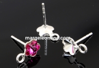 Earring findings, bar, 925 silver, rivoli Swarovski flower 6mm - x1pair