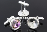 Cufflink base, 925 silver, for rivoli 10mm - x1 pair