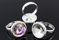 Ring base, adjustable, 925 silver, for rivoli 12mm - x1