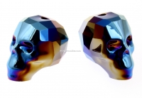 Swarovski, skull bead, metallic blue 2x, 15x13mm - x1