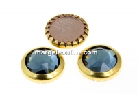 Swarovski, crystal cabochon hotfix, gold-plated, denim blue, SS34 - x4