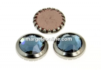 Swarovski, crystal cabochon hotfix, rhodium-plated, denim blue, SS34 - x4