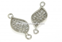 Link, petal crystals, rhodium-plated 925 silver, 15mm - x1