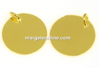 Pendant, coin, for engraving, gold-plated 925 silver, 22mm - x1