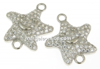 Link, smiley star, rhodium-plated 925 silver, 18.5mm - x1