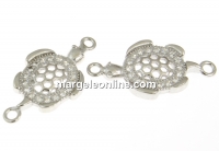 Link, turtle, rhodium-plated 925 silver, 20mm - x1