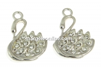 Pendant, swan, rhodium-plated 925 silver, 15.5mm - x1