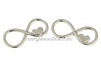 Link, infinity, heart, rhodium-plated 925 silver, 16.5mm - x1