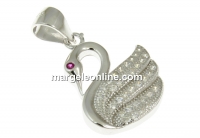 Pendant, swan, rhodium-plated 925 silver, 23mm - x1