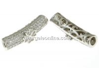 Decorative spacer, tube, rhodium-plated 925 silver, 23mm - x1