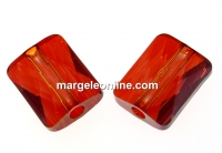 Swarovski, margele Mini rectangle, red magma, 8x6mm - x2