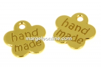 Tag, flower, gold-plated 925 silver, 8mm - x1