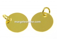 Coin, charm, gold-plated 925 silver, 10mm - x1