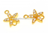 Link, crystal flowers, gold-plated 925 silver, 9.5mm - x1