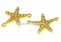 Link, star, crystals, gold-plated 925 silver, 12.5mm - x1