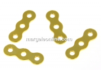 Spacer, 3 strands, gold-plated 925 silver, 10mm - x2