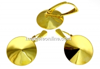 Earring base, gold-plated 925 silver, rivoli 16mm - x1pair